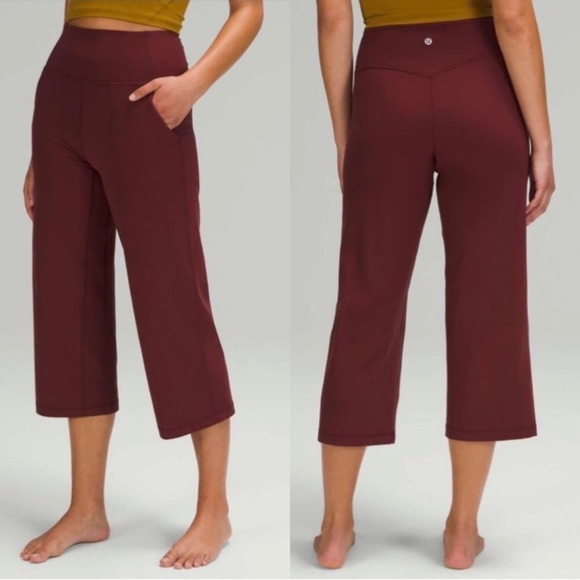 lululemon athletica Pants - LULULEMON Align Wide Leg Super High Rise Crop Red Merlot Size 10